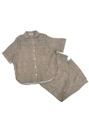 Haven Well Within Size Small Marled Pajama Set Beige Brown Satin Lounge Viscose